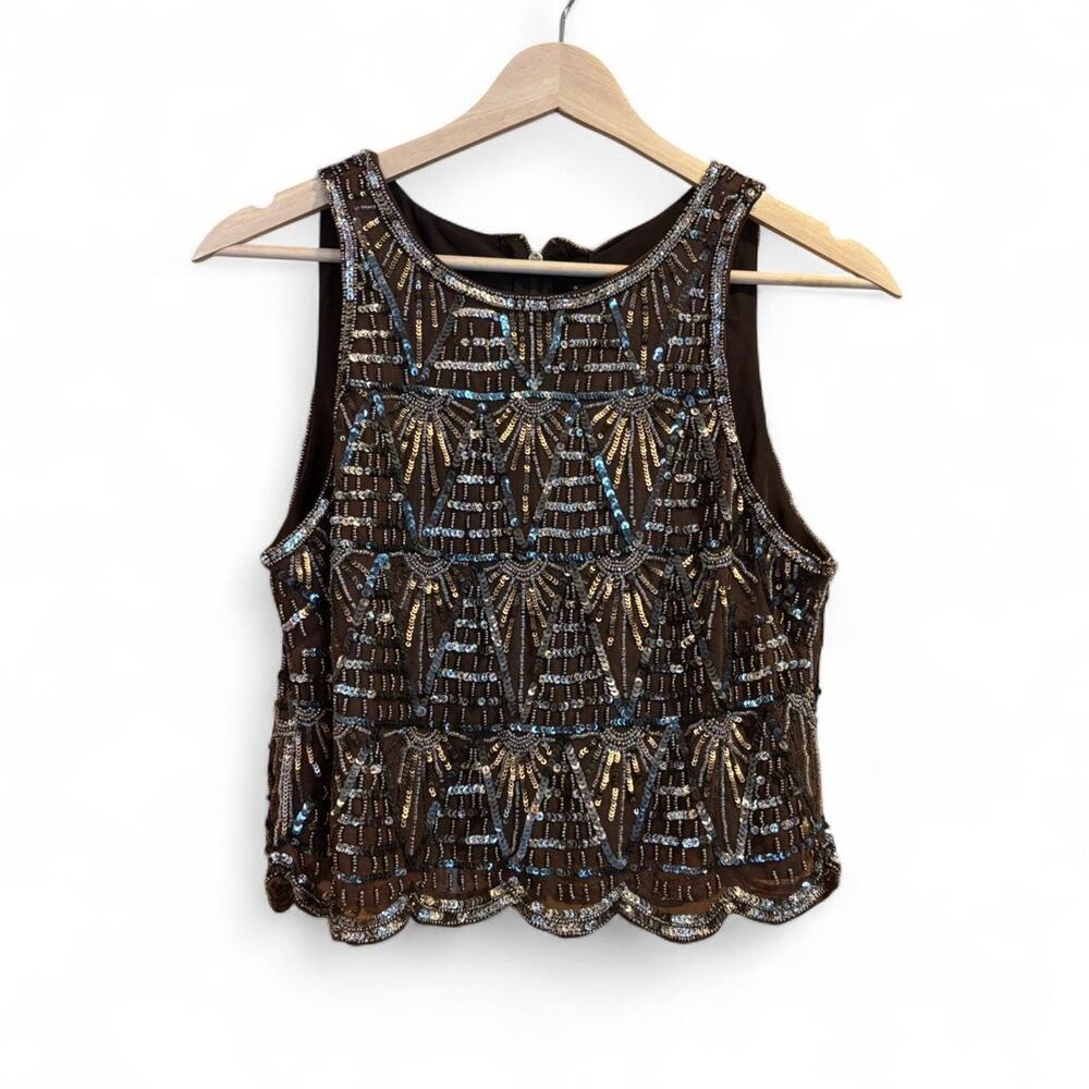 Walter Baker Charlotte Sequin Top in Brown/Grey - NWT Size M
